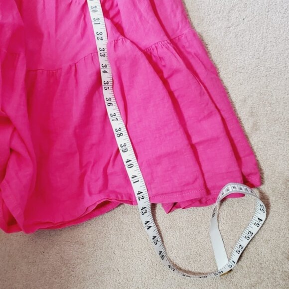 Civico 51 Italy Linen Barbie Pink Tie Waist A Line Boho Cottagecore Dress M - Picture 4 of 7